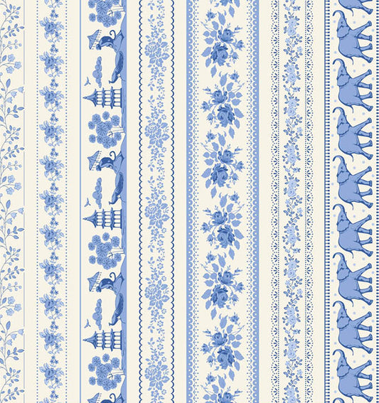 Borders Blue quilting fabric, part of the Something Blue fabric collection by Tilda Fabrics (SKU: TIL110170)