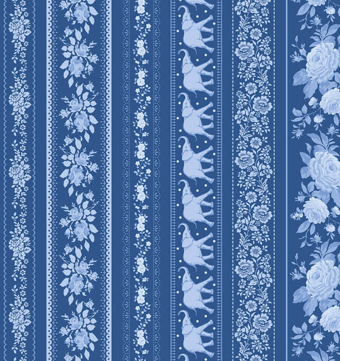 Borders Night quilting fabric, part of the Something Blue fabric collection by Tilda Fabrics (SKU: TIL110171)
