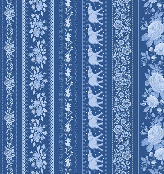 Borders Night quilting fabric, part of the Something Blue fabric collection by Tilda Fabrics (SKU: TIL110171)