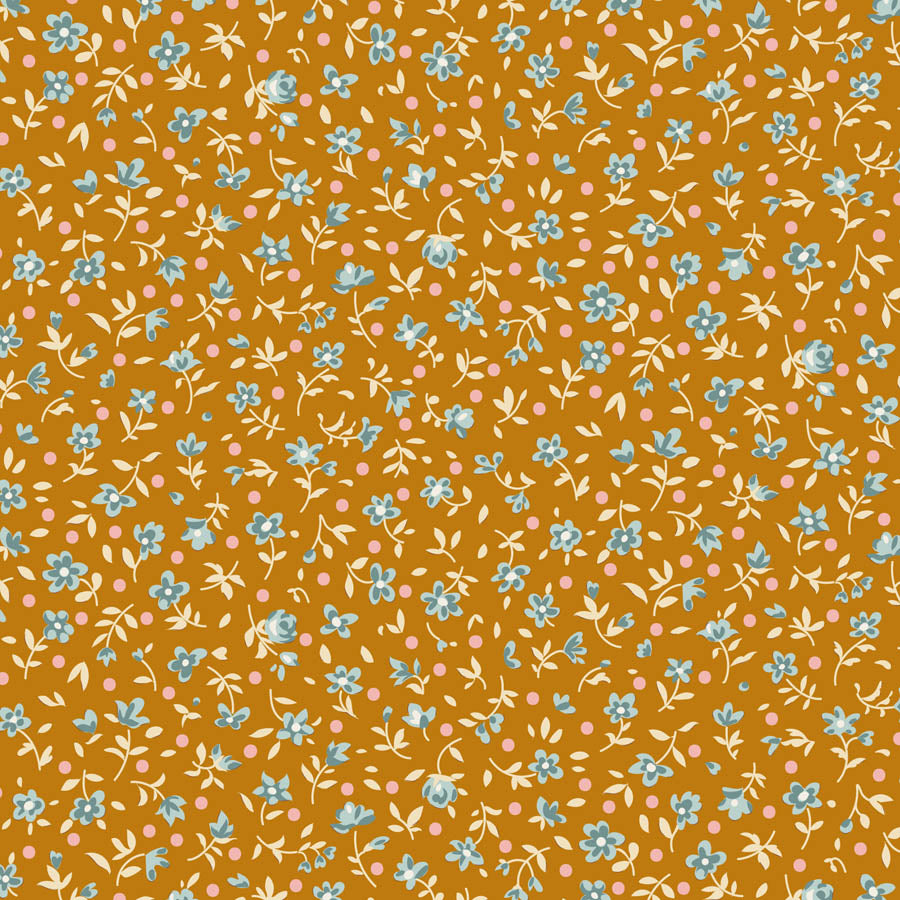 Mae Ochre quilting fabric, part of the Village Life fabric collection by Tilda Fabrics (SKU: TIL110174)