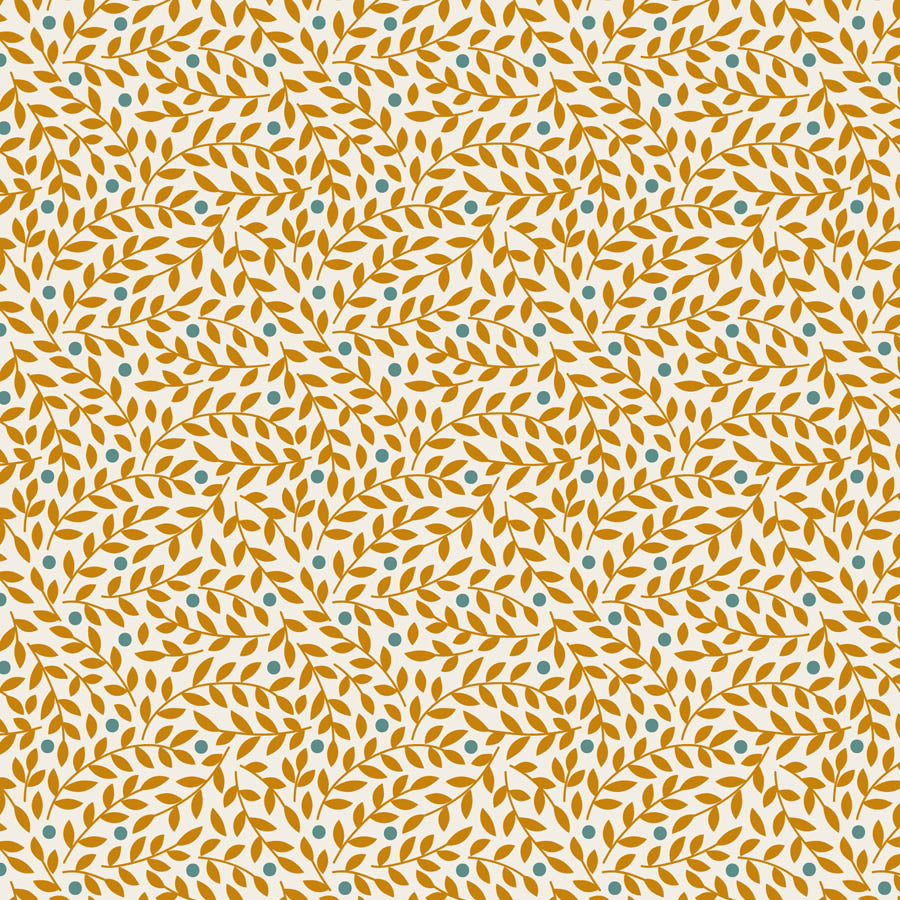 Lillian Ochre quilting fabric, part of the Village Life fabric collection by Tilda Fabrics (SKU: TIL110175)