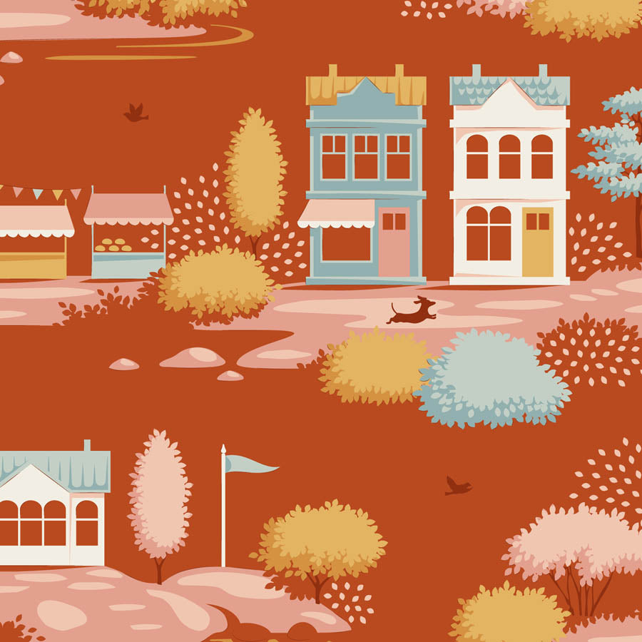 Village Rust quilting fabric, part of the Village Life fabric collection by Tilda Fabrics (SKU: TIL110179)