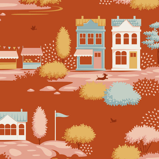 Village Rust quilting fabric, part of the Village Life fabric collection by Tilda Fabrics (SKU: TIL110179)