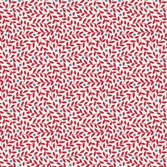 Lillian Burgundy quilting fabric, part of the Village Life fabric collection by Tilda Fabrics (SKU: TIL110182)