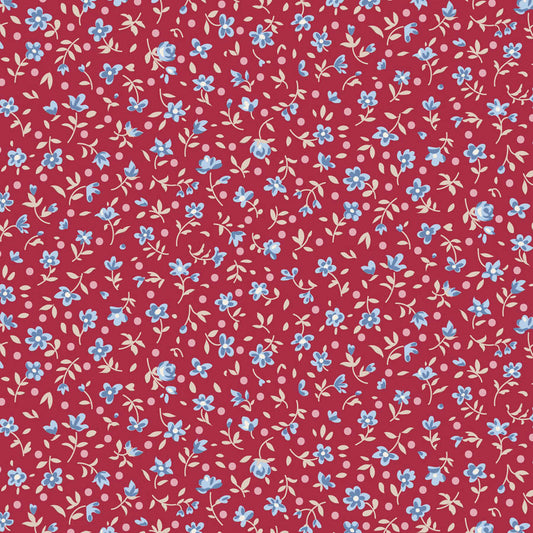 Mae Burgundy quilting fabric, part of the Village Life fabric collection by Tilda Fabrics (SKU: TIL110183)
