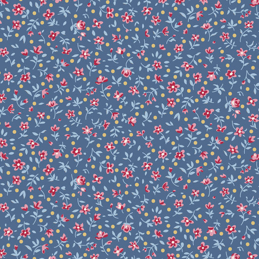 Mae Blue quilting fabric, part of the Village Life fabric collection by Tilda Fabrics (SKU: TIL110185)