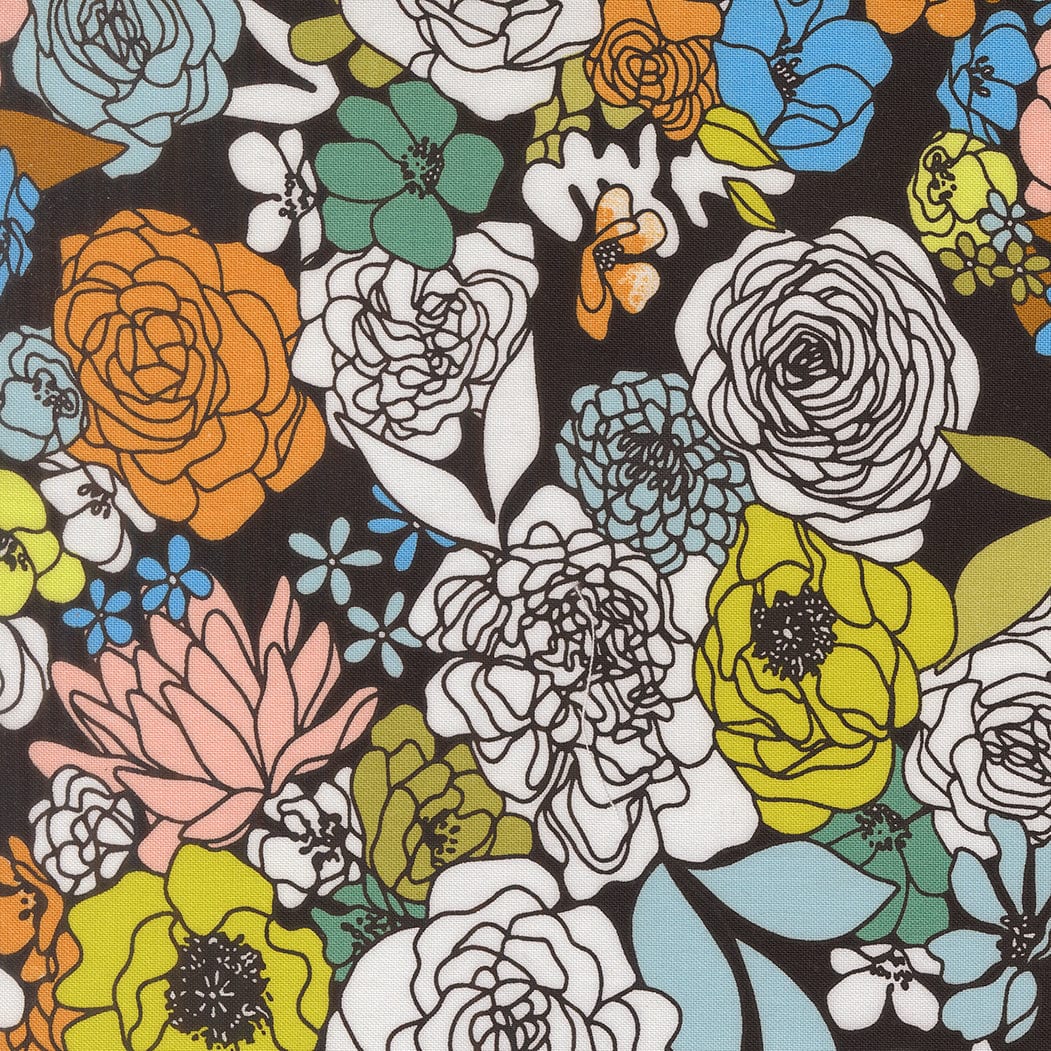 Black as Night Hidden Facet quilting fabric, part of the True to Hue fabric collection by Alli K Design (SKU: 11560 12)