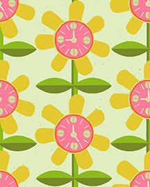 9 to 5 - 9 o'clock Wallpaper - Lisa Flowers for PBS Fabrics - 120-22490 - Half Yard