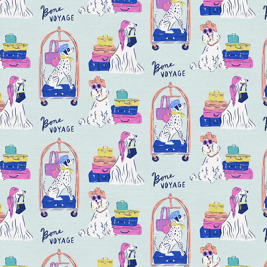 Pampered Pets - Bone Voyage in Multi - PBS Collection - 120-24382 - Half Yard