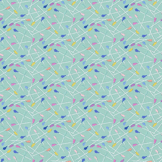 Cotton quilting fabric pattern called 'Toothpicks in Multi'. Part of the 'Pampered Pets' fabric collection. Designed by PBS Collection for fabric company Paintbrush Studio. SKU: 120-24392. 44-45 inch width.