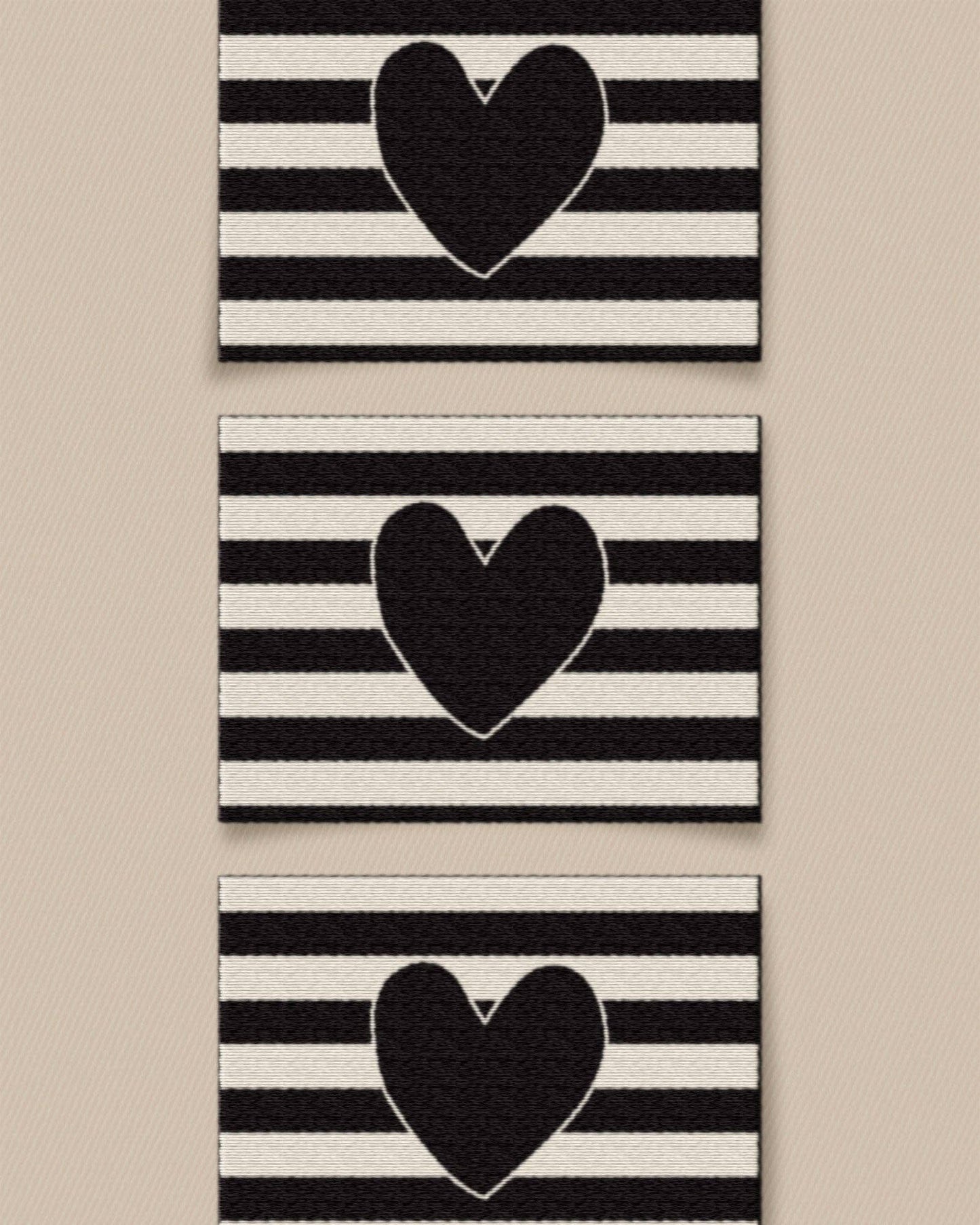 Black Heart Large Garment Labels: Set of 6