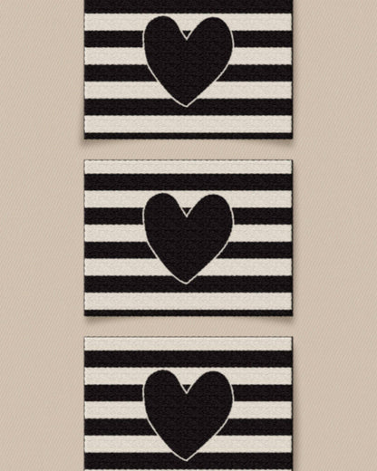 Black Heart Large Garment Labels: Set of 6