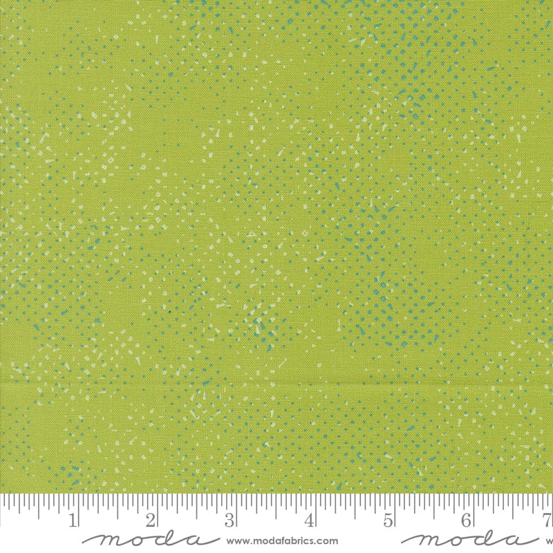 Cotton quilting fabric pattern called 'Spotted in Leaf'. Part of the 'Olive You' fabric collection. Designed by Zen Chic for fabric company MODA. SKU: 1660 229. 44-45 inch width.