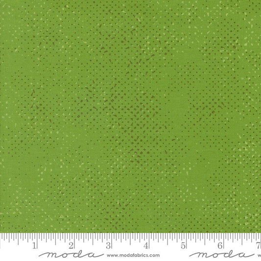 Cotton quilting fabric pattern called 'Spotted in Fresh Grass'. Part of the 'Olive You' fabric collection. Designed by Zen Chic for fabric company MODA. SKU: 1660 231. 44-45 inch width.