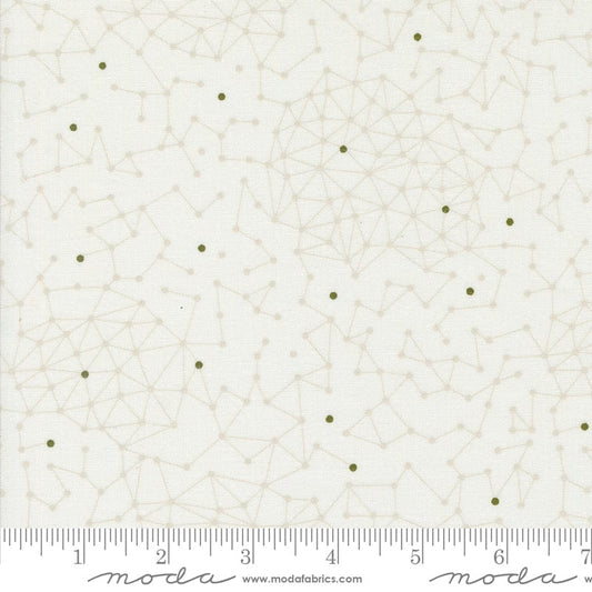 Cotton quilting fabric pattern called 'Net in Cloud'. Part of the 'Olive You' fabric collection. Designed by Zen Chic for fabric company MODA. SKU: -6633. 44-45 inch width.