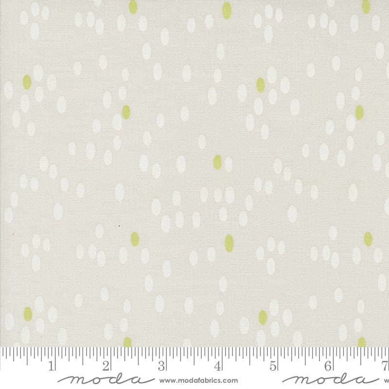 Cotton quilting fabric pattern called 'Dots in Fog'. Part of the 'Olive You' fabric collection. Designed by Zen Chic for fabric company MODA. SKU: -6268. 44-45 inch width.