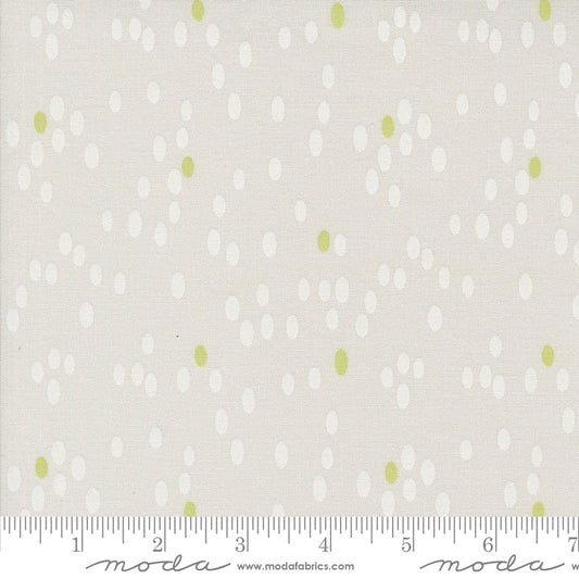 Cotton quilting fabric pattern called 'Dots in Fog'. Part of the 'Olive You' fabric collection. Designed by Zen Chic for fabric company MODA. SKU: -6268. 44-45 inch width.