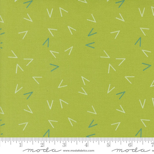 Cotton quilting fabric pattern called 'Arrows in Leaf'. Part of the 'Olive You' fabric collection. Designed by Zen Chic for fabric company MODA. SKU: 1883 13. 44-45 inch width.