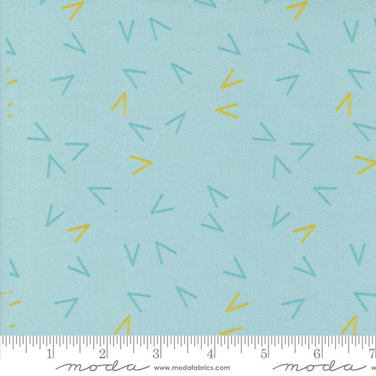 Cotton quilting fabric pattern called 'Arrows in Mist'. Part of the 'Olive You' fabric collection. Designed by Zen Chic for fabric company MODA. SKU: 1883 14. 44-45 inch width.