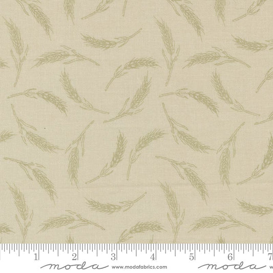 Cotton quilting fabric pattern called 'Fields of Gold in Linen'. Part of the 'Farmstead' fabric collection. Designed by Stacy Iest Hsu for fabric company MODA. SKU: 20905 12. 44-45 inch width.