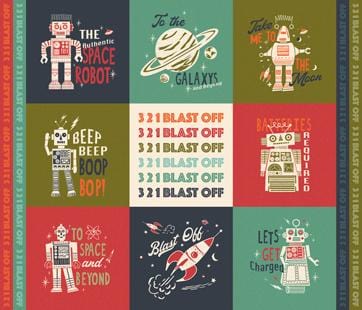 321 Blast Off - Space Square Panel in Multi - Stacy Iest Hsu - 20956 11 - 36" x 44" Panel