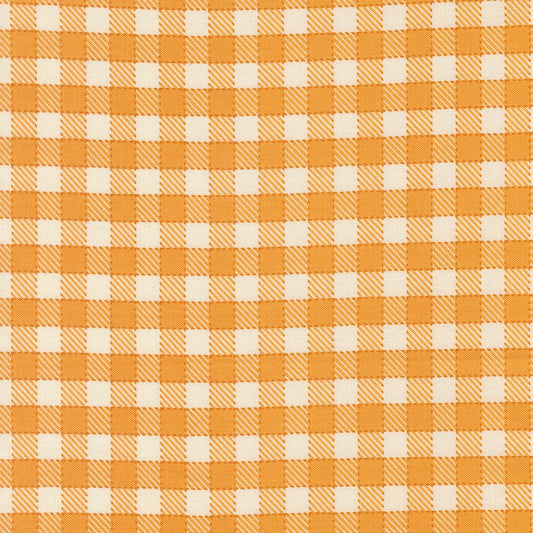 A closeup shot of the quilting fabric pattern called Baby Check, designed by Stacy Iest Hsu, in the canary colorway. The SKU is 20966 18.