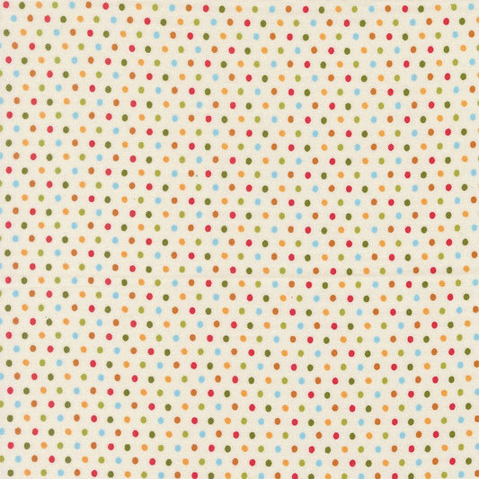 A closeup shot of the quilting fabric pattern called Dotty Dot, designed by Stacy Iest Hsu, in the dove colorway. The SKU is 20967 11.