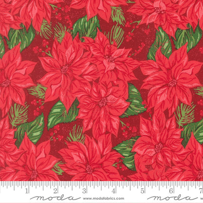 Vintage Poinsettia in Cardinal quilting fabric, part of the Holiday Cheer fabric collection by Stacy Iest Hsu (SKU: 20971 18)