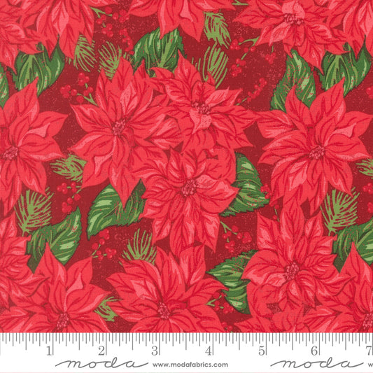 Vintage Poinsettia in Cardinal quilting fabric, part of the Holiday Cheer fabric collection by Stacy Iest Hsu (SKU: 20971 18)