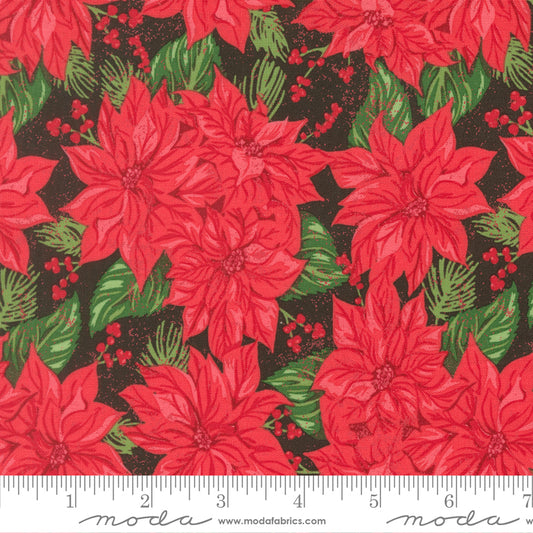 Vintage Poinsettia in Midnight Poinsettia quilting fabric, part of the Holiday Cheer fabric collection by Stacy Iest Hsu (SKU: 20971 30)