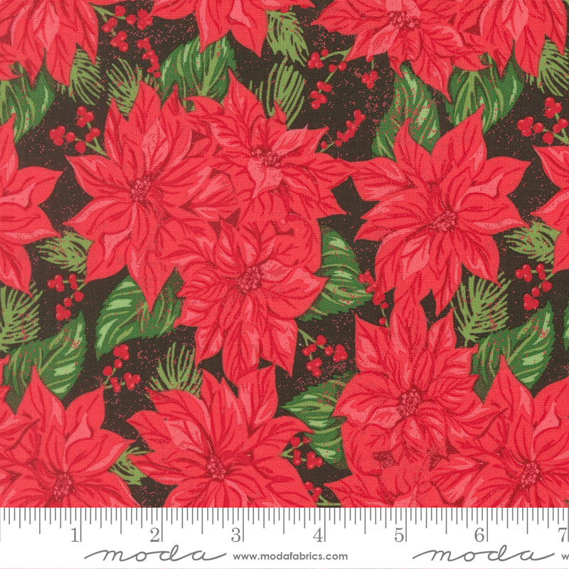 Vintage Poinsettia in Midnight - Holiday Cheer by Stacy Iest Hsu - Half Yard Fabric (Preorder)