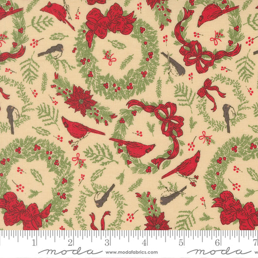 Deck the Halls in Natural quilting fabric, part of the Holiday Cheer fabric collection by Stacy Iest Hsu (SKU: 20973 11)