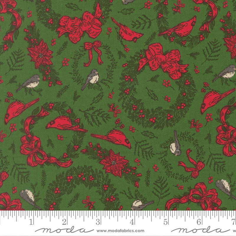 Deck the Halls in Evergreen quilting fabric, part of the Holiday Cheer fabric collection by Stacy Iest Hsu (SKU: 20973 14)