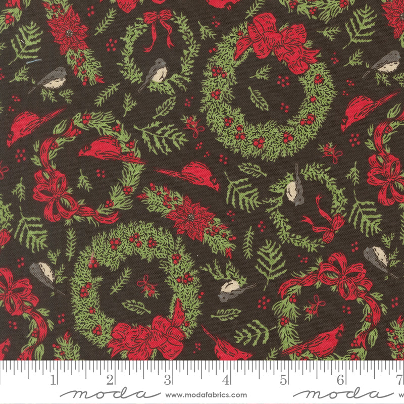 Deck the Halls in Midnight quilting fabric, part of the Holiday Cheer fabric collection by Stacy Iest Hsu (SKU: 20973 20)