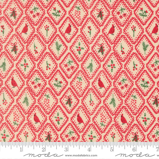 Christmas Charm in Poinsettia quilting fabric, part of the Holiday Cheer fabric collection by Stacy Iest Hsu (SKU: 20974 17)
