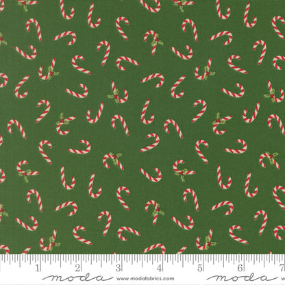 Candy Cane in Evergreen quilting fabric, part of the Holiday Cheer fabric collection by Stacy Iest Hsu (SKU: 20975 14)