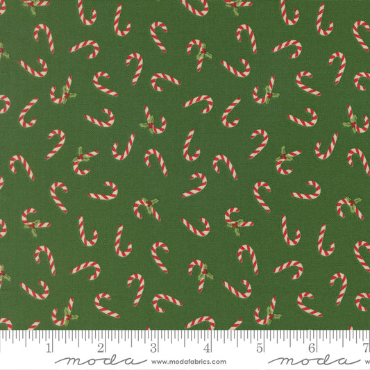 Candy Cane in Evergreen quilting fabric, part of the Holiday Cheer fabric collection by Stacy Iest Hsu (SKU: 20975 14)