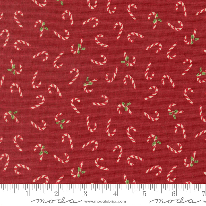 Candy Cane in Cardinal quilting fabric, part of the Holiday Cheer fabric collection by Stacy Iest Hsu (SKU: 20975 18)