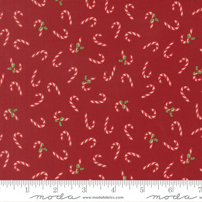 Candy Cane in Cardinal quilting fabric, part of the Holiday Cheer fabric collection by Stacy Iest Hsu (SKU: 20975 18)