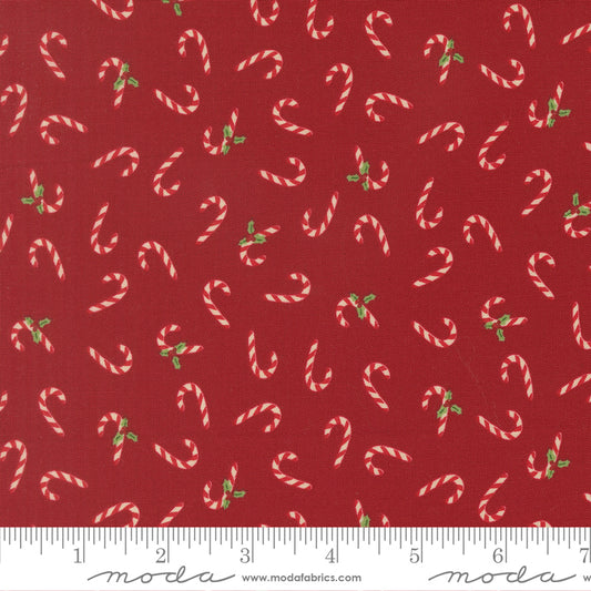 Candy Cane in Cardinal quilting fabric, part of the Holiday Cheer fabric collection by Stacy Iest Hsu (SKU: 20975 18)