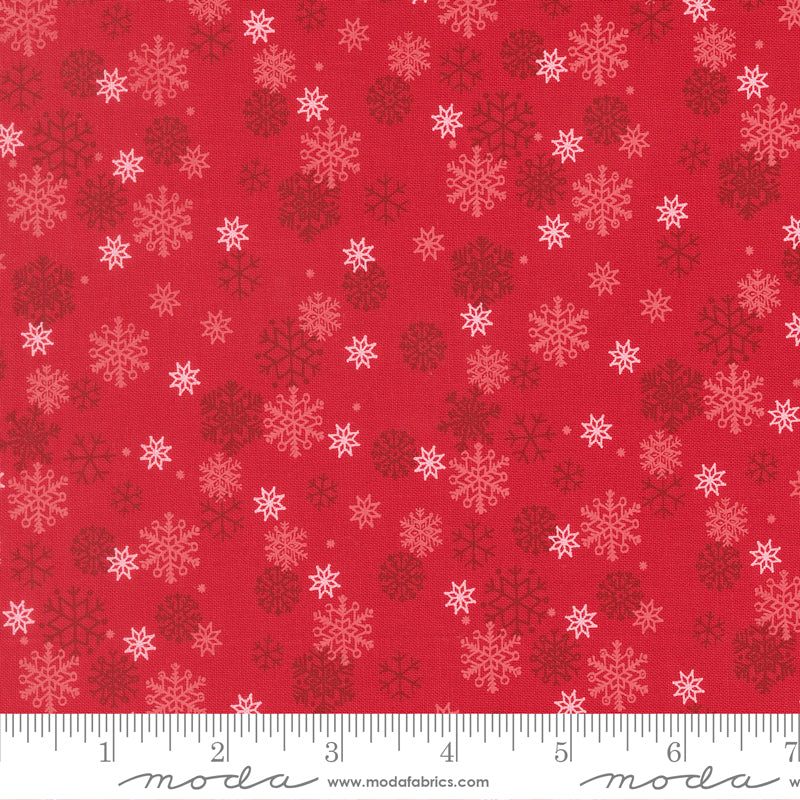 Snow Flurry in Poinsettia quilting fabric, part of the Holiday Cheer fabric collection by Stacy Iest Hsu (SKU: 20976 17)