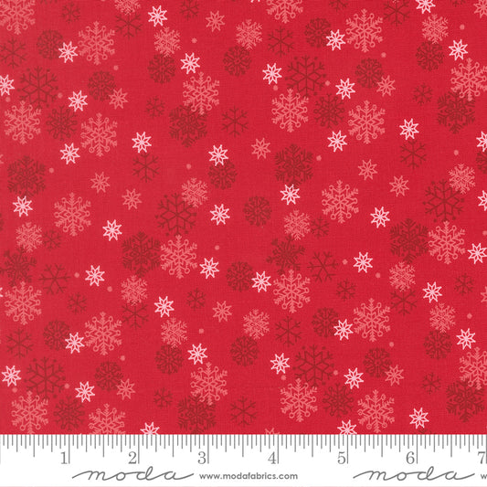 Snow Flurry in Poinsettia quilting fabric, part of the Holiday Cheer fabric collection by Stacy Iest Hsu (SKU: 20976 17)