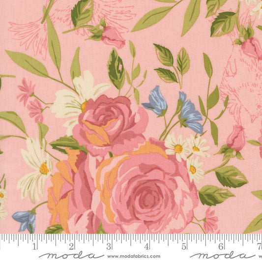 Grandma's Rose Garden in Petal quilting fabric, part of the My Secret Garden fabric collection by Stacy Iest Hsu (SKU: 20980 23)