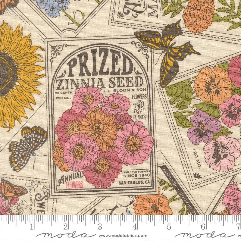 Seeds of Love in Cloud quilting fabric, part of the My Secret Garden fabric collection by Stacy Iest Hsu (SKU: 20981 11)