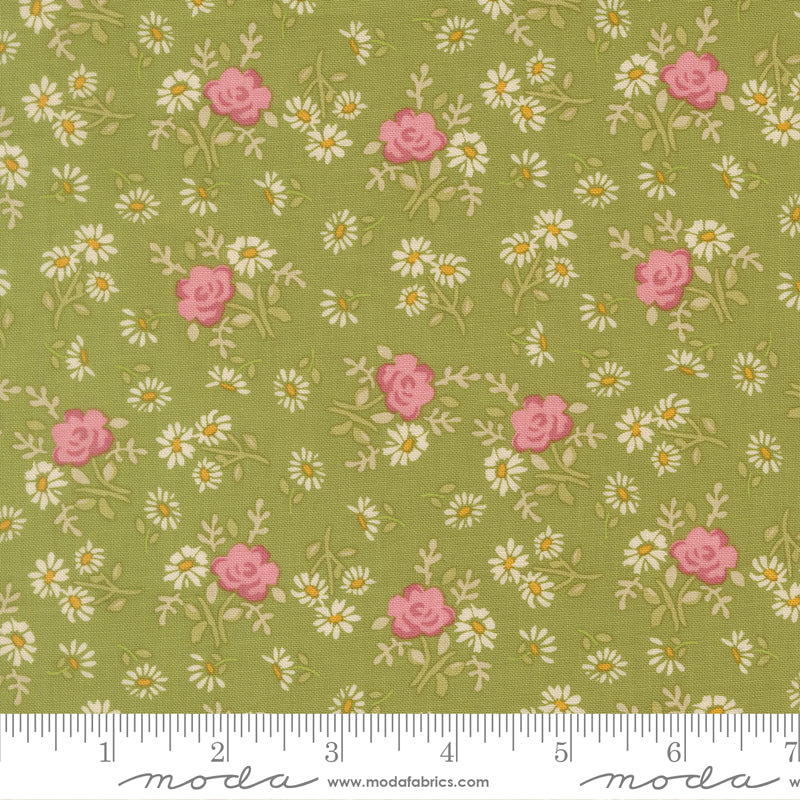 Rose Garden in Grass quilting fabric, part of the My Secret Garden fabric collection by Stacy Iest Hsu (SKU: 20985 18)