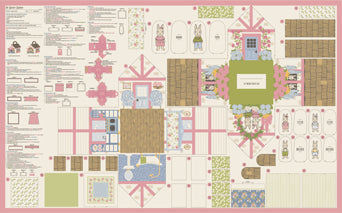 Garden Bunny Cottage Panel - My Secret Garden by Stacy Iest Hsu - 36" x 60" Fabric Panel