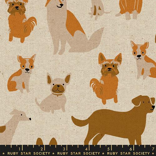 PREORDER - Dog Park - Dog Medley in Natural - Canvas Linen - RS2101 12L - Half Yard