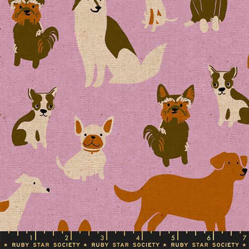 PREORDER - Dog Park - Dog Medley in Macaron - Canvas Linen - RS2101 20L - Half Yard