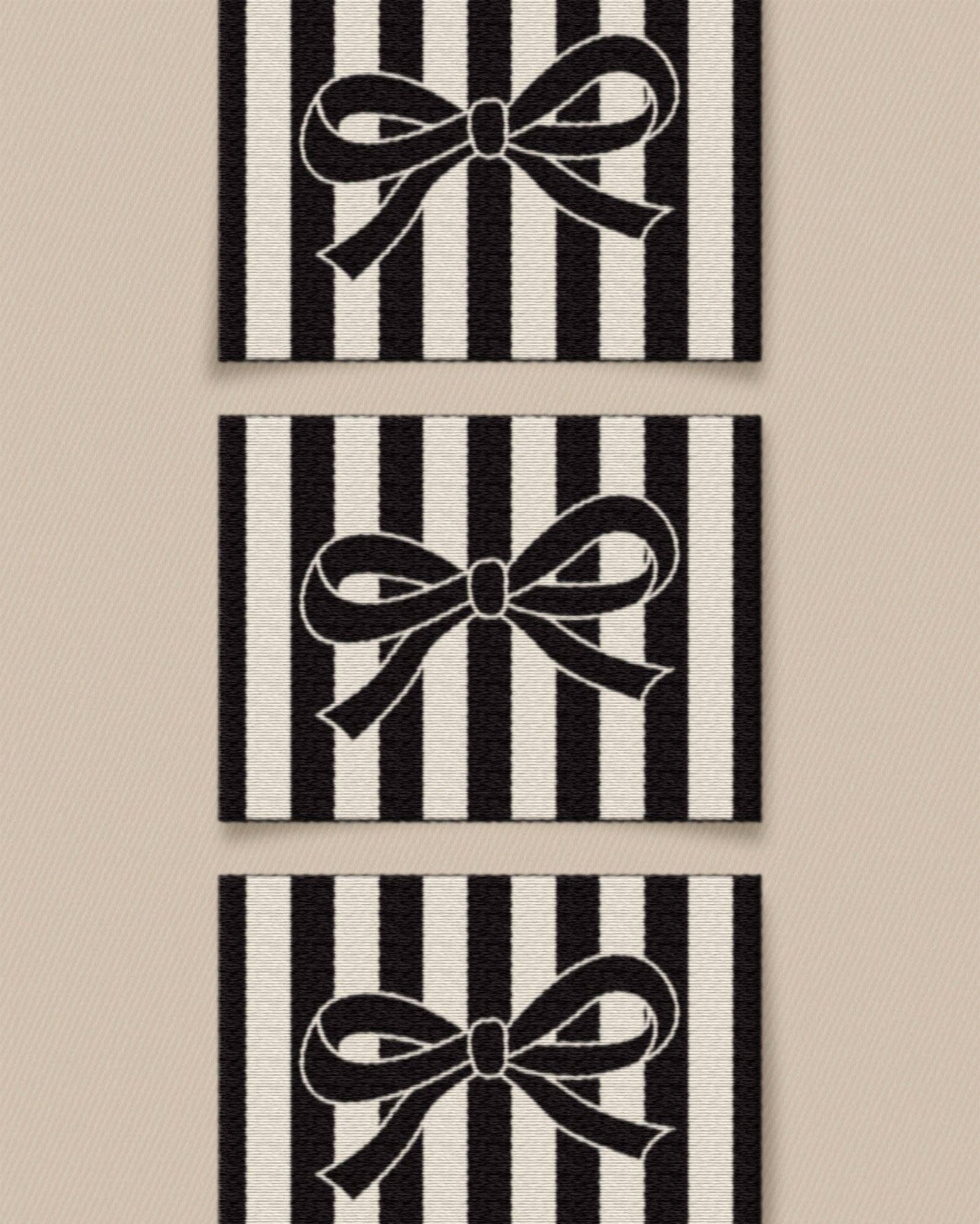Black Bow Large Garment Labels: Set of 6