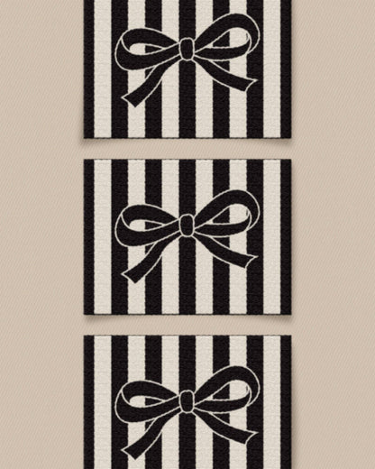 Black Bow Large Garment Labels: Set of 6